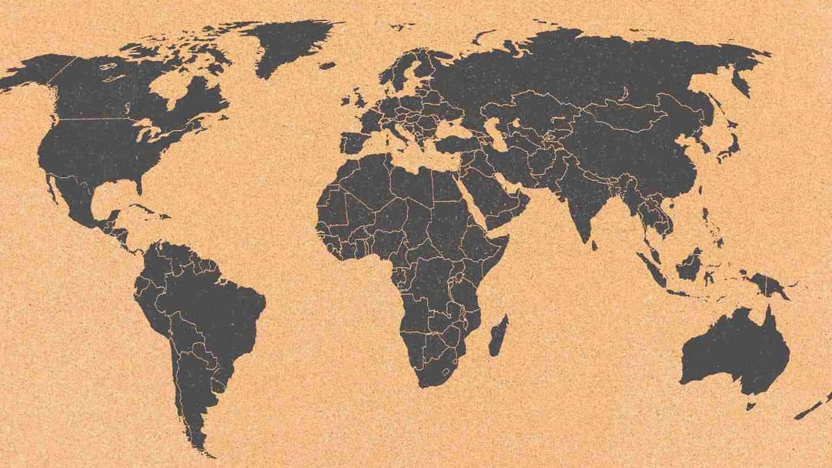 A dark coloured map set against an orange background