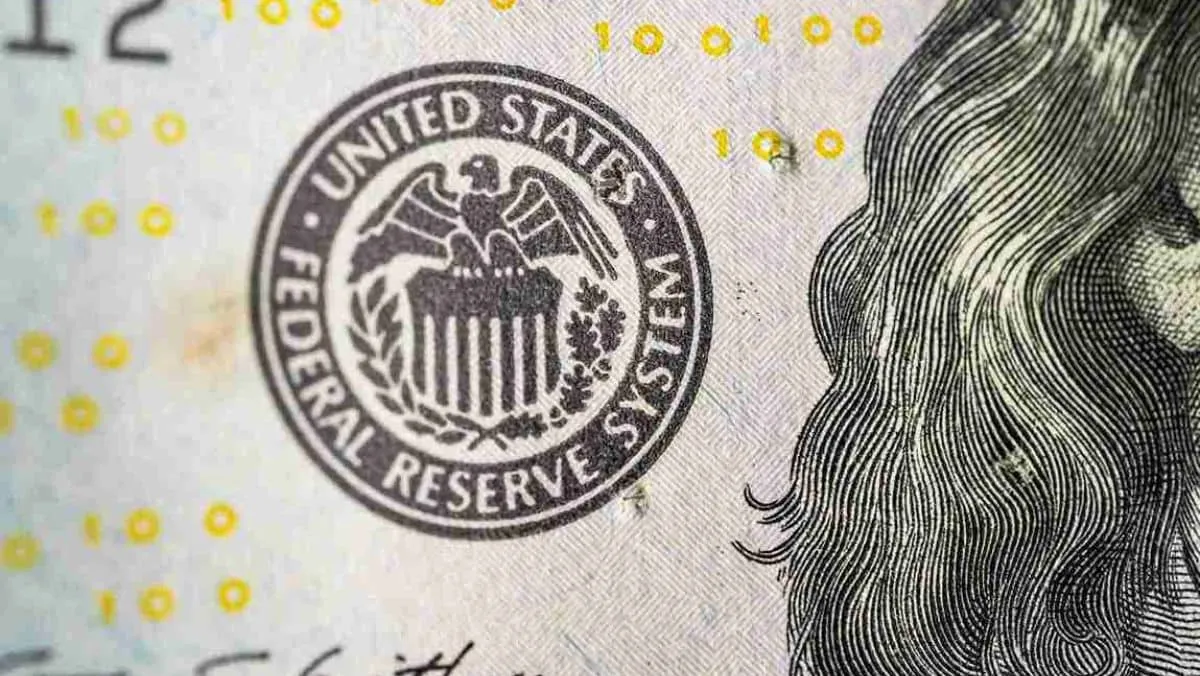 An emblem featured on a US dollar bill bearing the inscription Federal Reserve System
