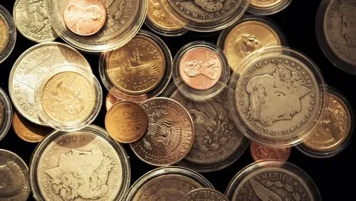 Precious American Dollars Collectible Coins Closeup.